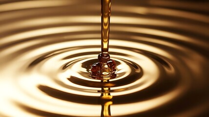 Golden Syrup Pouring Creating Concentric Waves liquid