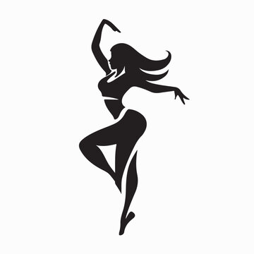 Woman Dancing Zumba Minimalist Vector Logo on white background