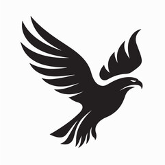 Minimalist Silhouette Hawk Logo Vector Illustration on white background