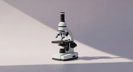 Elegant Single Microscope on Soft Pastel Background with Gentle Studio Light Reflection