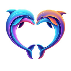 Image of Colorful dolphins forming a heart shape in playful design printed on Printed Glass Splashbacks