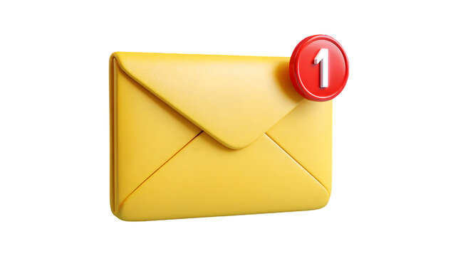 A yellow envelope icon with a red notification badge showing one new unread message or email