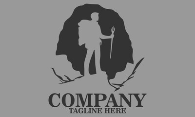 Man adventure cave icon. adventure cave vector illustration, adventure cave logo