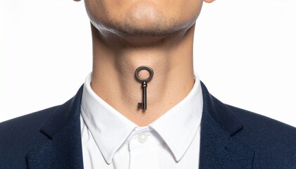 スーツ姿の男性の喉元に鍵　 generative ai