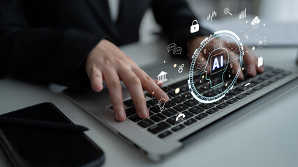 The role of AI in FinTech and modern business. A concept of using artificial intelligence for...