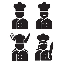 Chef Silhouette Icon Set Cooking silhouette 