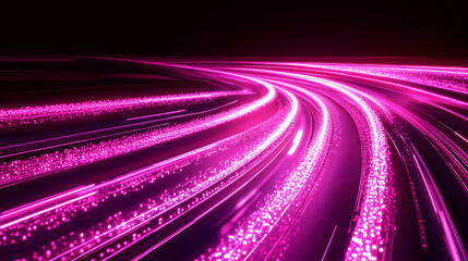 A long, curvy line of pink dots. The line is very long and has many dots of varying sizes. The dots are arranged in a way that creates a sense of movement and energy