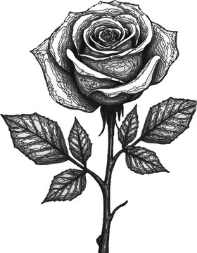 black rose isolated on white