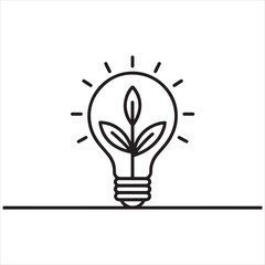 Eco-Friendly Idea Light Bulb with Plant Inside on White Background