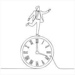 Time Management Concept A Businessperson Standing on a Clock, Embracing Time