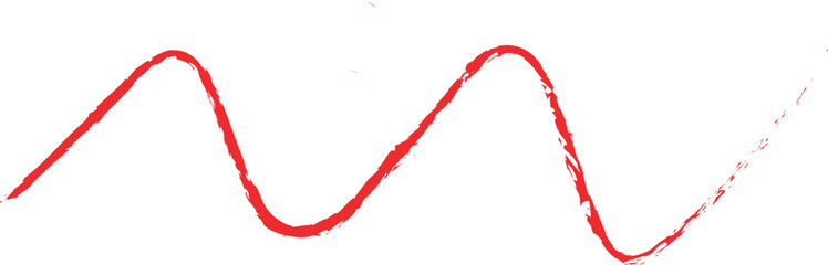 Red Hand Drawn Wavy Line Isolated on White Background curve