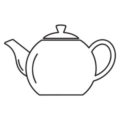 Fototapeta premium Teapot and cup icon line art