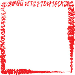Red Scribbled Square Frame with White Background hand drawn