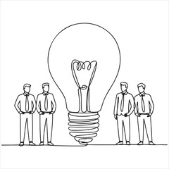 Teamwork And Innovation Concept With A Light Bulb And Businessmen