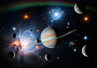 Beautiful bright cosmic landscape as a background.