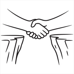 Bridging the Gap Two Hands Meeting in a Handshake, Overcoming Obstacles Together