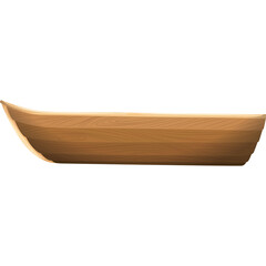 Simple Wooden Boat Illustration with Textured Surface and Pointed Bow on Transparent Background