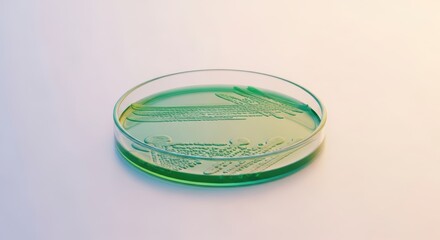 Petri Dish with Single Bacterial Culture on Soft Clinical Background