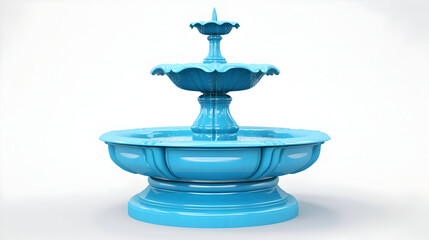 Turquoise fountain sparkles against a white surface. Use it for product presentation, architectural renderings, or promotional posters.