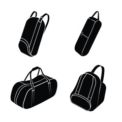 Duffel Bag Silhouette Icons Collection for Travel and Sports