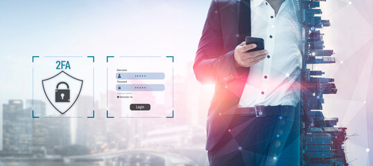 Two-factor authentication strengthens login system security. Adds protection, two-factor...