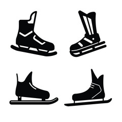 Ice skate silhouette icons collection for winter sports and skating design