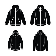 Jacket silhouette icons collection for fashion and clothing design
