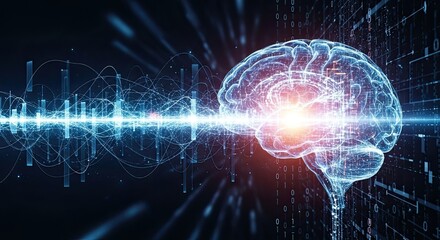 Unlock human potential with this stunning AI brain visualization perfect for technology, science and innovation designs, representing intelligence and analytics