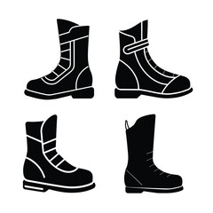 Motorcycle Boots Silhouette Icons Collection for Safety and Fashion