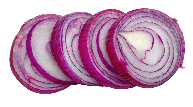 Close-up of sliced red onion rings