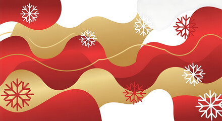 Santa Claus riding sleigh with reindeer and snowflakes