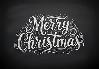 Vintage vector poster design card illustration of merry christmas lettering and happy new year typography decoration on chalkboard art frame