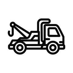 Mobile crane truck line icon, outline illustration of construction vehicle used for lifting, loading, and heavy-duty operations