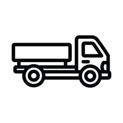 Flatbed truck line icon, outline illustration of open cargo vehicle used for transporting goods and materials