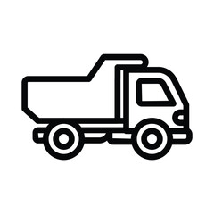 Fototapeta premium Dump truck line icon, outline illustration of construction vehicle used for carrying and unloading materials like sand or gravel