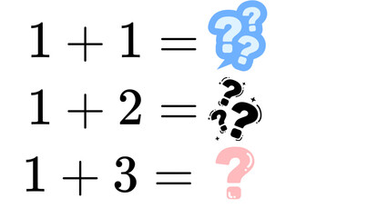 Math problems for kids learning addition with question mark symbols and simple equations for education use