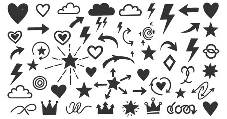 black sketch symbol icon set