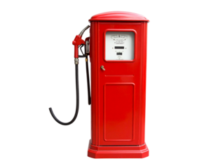 Firefly_Trio of Elegant Lotus Flowers in Various Stages of Bloom - Firefly_Vintage red gas pump with nozzle on a white background