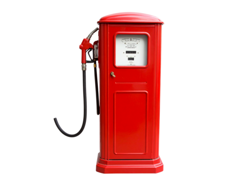 Firefly_Trio of Elegant Lotus Flowers in Various Stages of Bloom - Firefly_Vintage red gas pump with nozzle on a white background