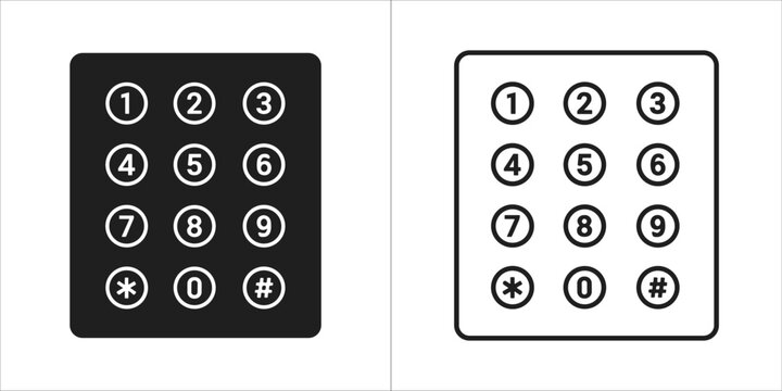 Keypad icon in black and white, a device for entering a code