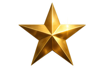 Fototapeta premium Golden five-pointed star symbol representing achievement, success, quality, award, and excellence on transparent background