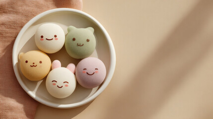 Cute Mochi Desserts With Smiling