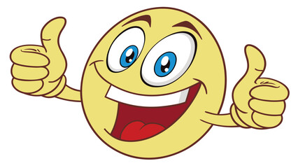 Smiley face thumbs up joyful expression vector