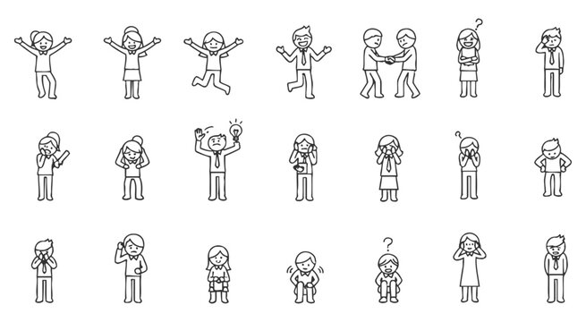 Cartoon Emotion Pose Icons