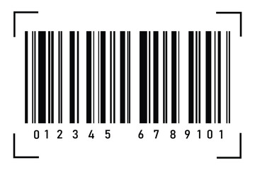 Black and white barcode icon on white background