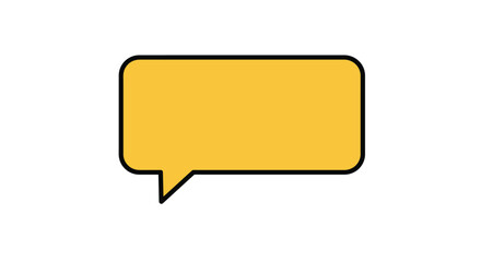 Fototapeta premium A yellow speech bubble with a black outline on a white background.