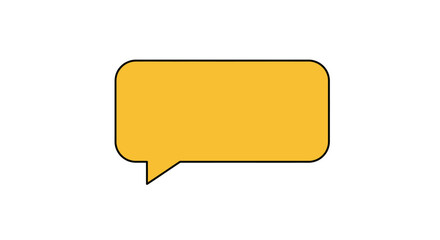 Yellow speech bubble with black outline on a white background.