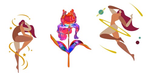 Surreal Floral and Abstract Human Figure Illustration Set - 1