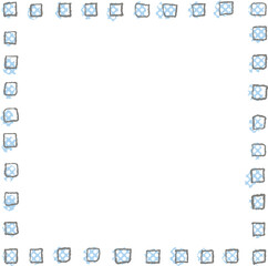 手描きの水色ドットと小さな四角のフレーム　Adobe Illustrator Artwork