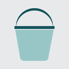 Simple light blue bucket with a dark green handle and rim